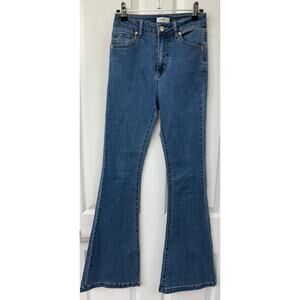 Forever 21 blue denim flare high rise size 25 jeans slim bell bottom country